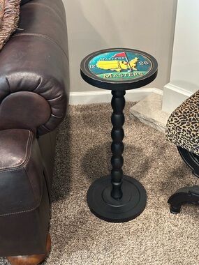 Masters Golf Style Accent Side Table - Black with Green/Yellow Top